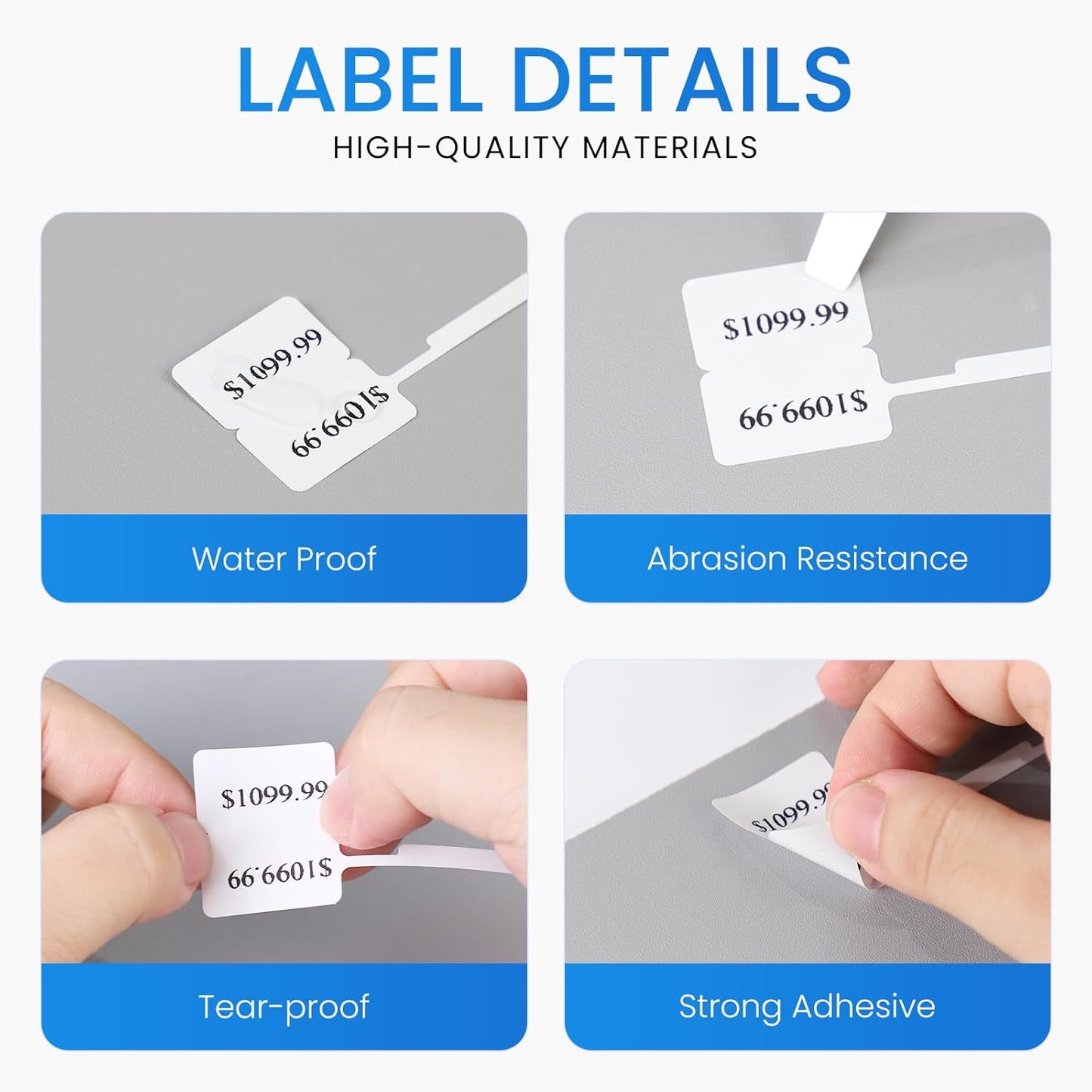 Clabel Printable White Cable Labels 6 Rolls of Thermal Self-Adhesive Paper Labels Tape, 25x78mm (1"x3") 100 Sheets Per Roll, Black Print on White Sticker Tags Durable