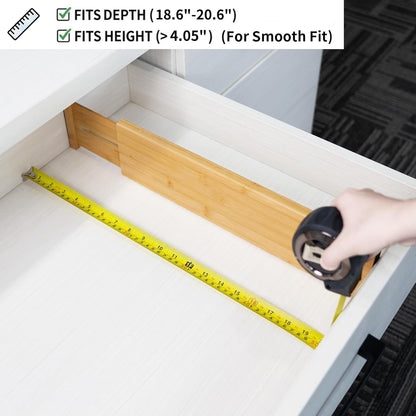 Utoplike 4 pcs Bamboo Kitchen Drawer Dividers Large, Adjustable Drawer Organizers, Spring Loaded, Expandable Organization Works in Kitchen, Dresser, Bathroom, Bedroom, Drawer, Desk
