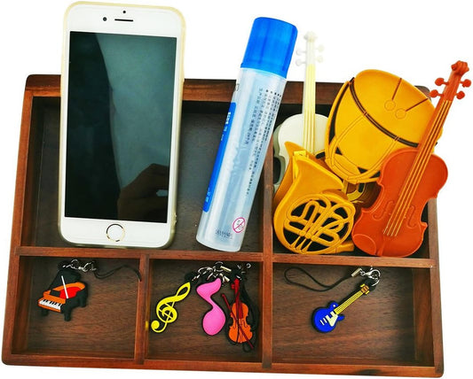 Winterworm Vintage Black Walnut Wooden Tray Organizer 5 Compartment Organizer Jewelry Storage Key Holder Divided Box Desk Organizer