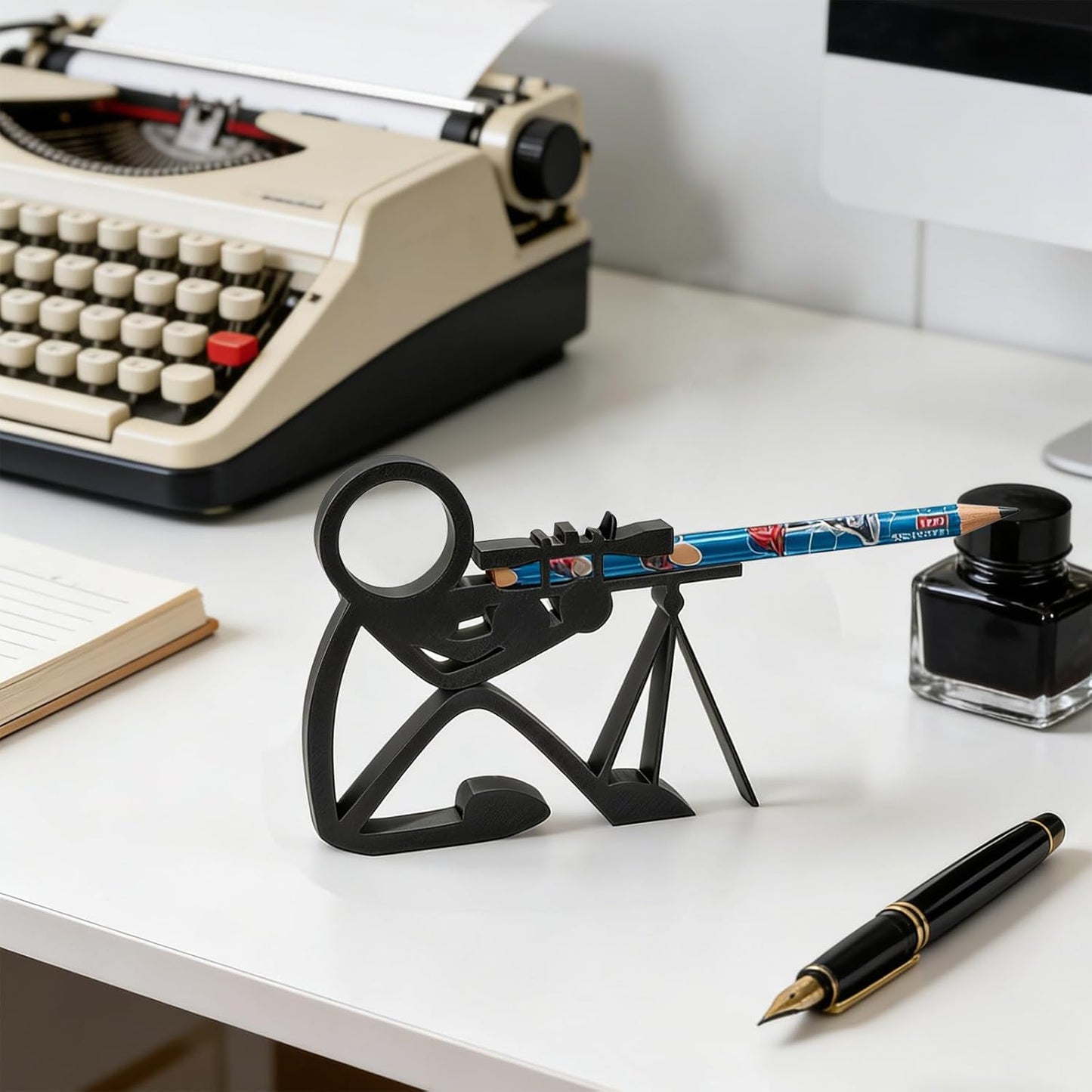 Funny Archer Pencil Holder, 3D Pen Desk Decor Cool Office Desk Organizer for Pencils Pens Creative Office Display Decorations (Archer)