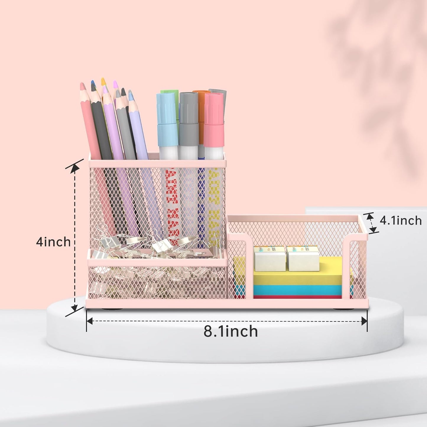 SUPEASY Pen Holder Desk Organizer, Office Supplies Pencil Holder with 3 Compartments, Desk Accessories and Workspace Organizers for Home School Classroom, Black