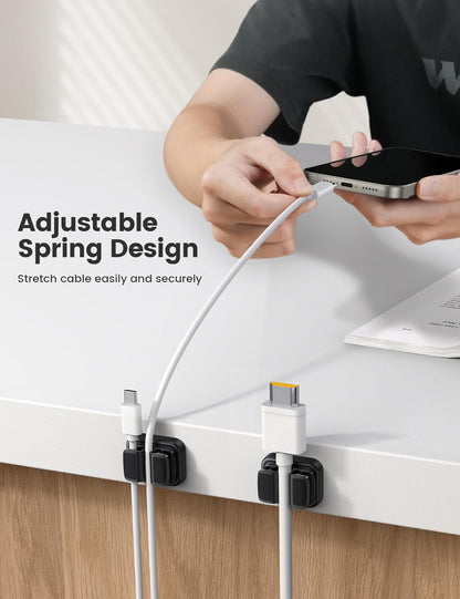 6Pack Rotatable Cord Organizer, Spring Cable Clips - Lamicall [1s Lock] Cord Holder, Desk Phone Charger Cable Management, Adhesive Wire Organizer Keeper for Nightstand, Home Office Accessories