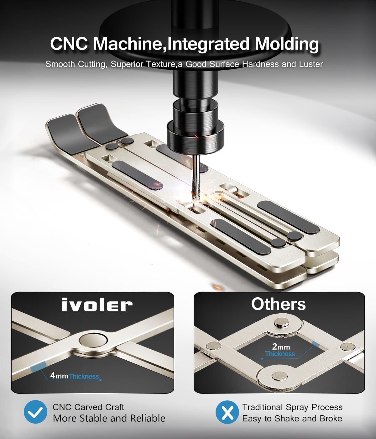 ivoler Laptop Stand, Laptop Holder Riser Computer Tablet Stand, 6 Angles Adjustable Aluminum Ergonomic Foldable Portable Desktop Holder Compatible with 10-15.6” MacBook,iPad, HP, Dell, Lenovo Silver