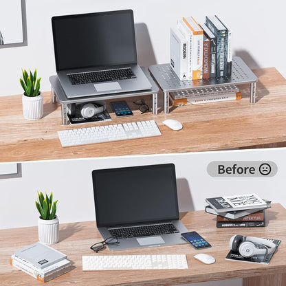 HUANUO Monitor Stand, Monitor Stand Riser 3 Height Adjustable, Monitor Riser with Airflow Vents, Laptop Stand for Desk, Laptop Riser, Desk Organizer for Monitor, 15.6" Laptop, PC, Printer
