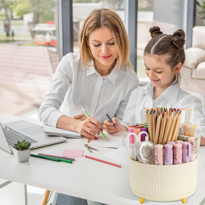 Camelmother Pen Holder For Desk With 5 Slots 360°Rotating Pencil Holder Makeup Organiezr Teacher Supplies Office decor (purple)