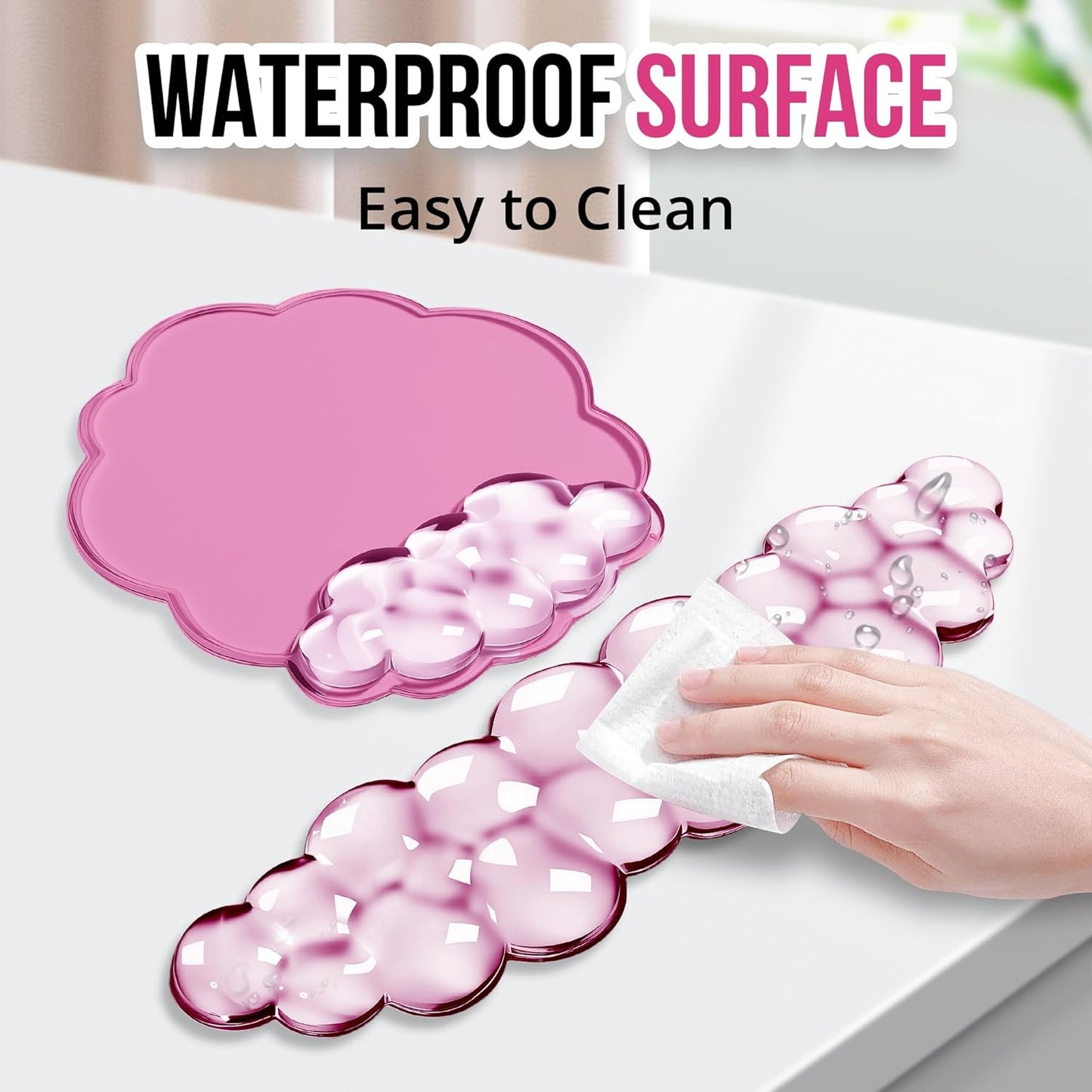 Keyboard Wrist Rest Set — Ergonomic Cloud Gel Wrist Rest Keyboard and Mouse Pad, Non-Slip Desk Accessories for Office and Home（White）
