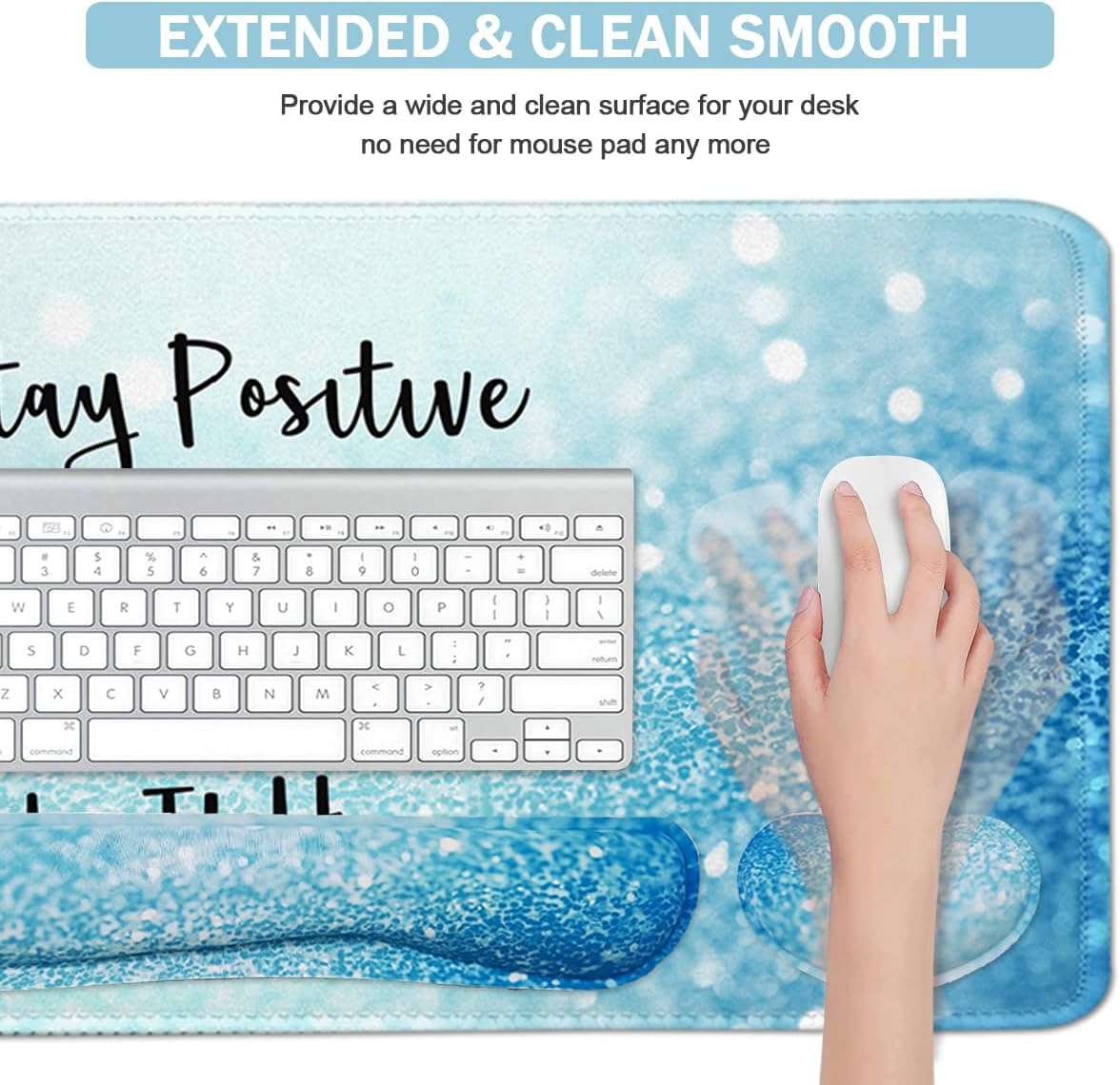 Large Mouse Pad and Keyboard Wrist Rest, Desk Pad for Keyboard and Mouse, 4-in-1 Large Gaming Mouse Pad with Wrist Support, Desk Mat for Home Office Study Game-Galaxy Fluid