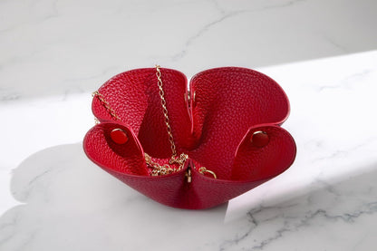 Cute Flower Shaped Leather Valet Tray,Premium Catchall Tray, Jewelry Tray 5.5'' Folding Portable Travel Oganizer,Decorative Desk Organizer For Key,Wallet,Watch,Coin,Jewelry (Baby Pink)
