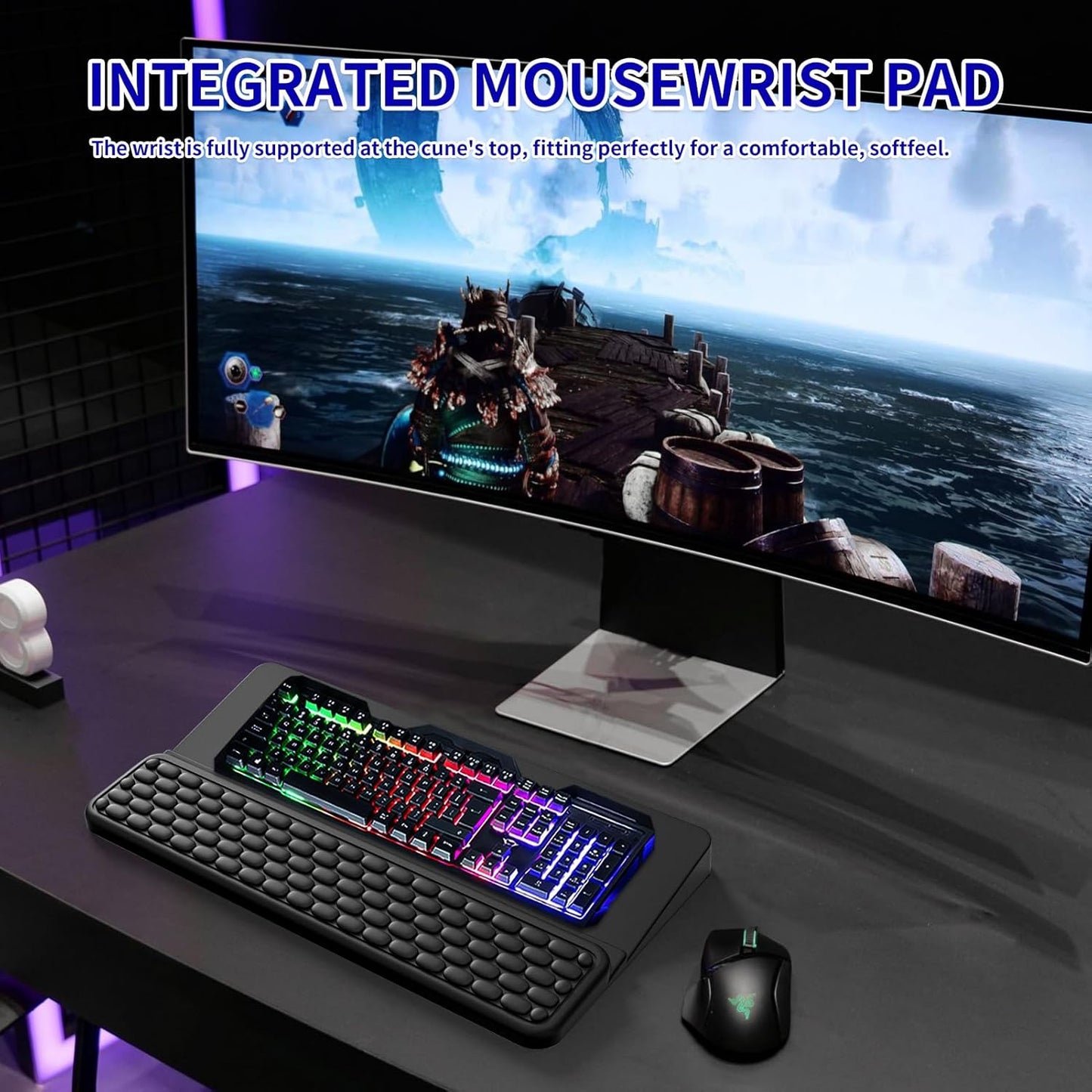 Keyboard Stand for Desktop, Keyboards Wrist Rest, Ergonomic Keyboards Holder for Easy Typing Working, Wrist pad for Keyboards with Comfortable Wrist Rest for Keyboard Pink