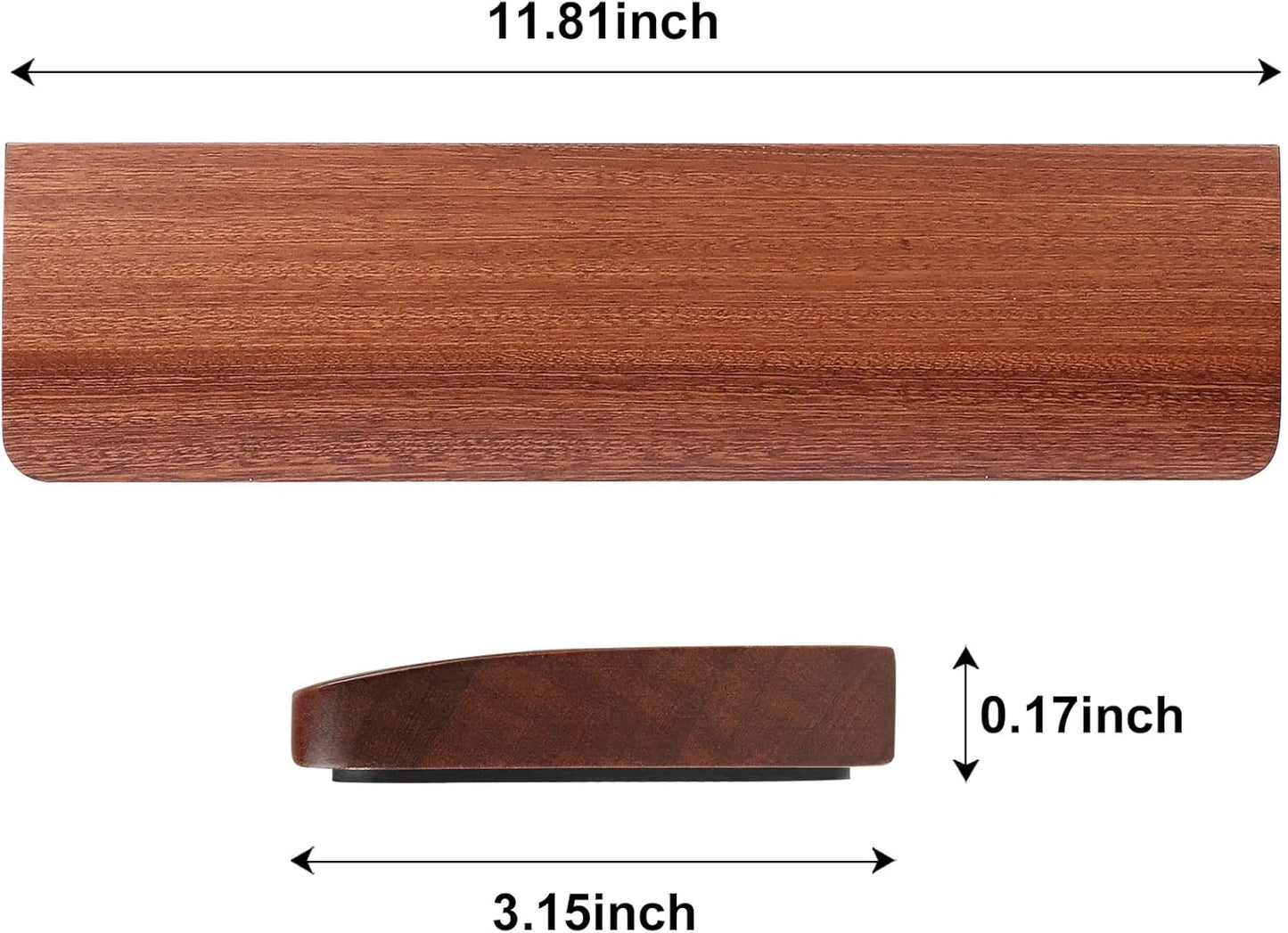 Wooden Keyboard Wrist Rest for 60% Keyboard, Ebony Wood Wrist Rest Pad Support with Anti-Slip Rubber Base, MageGee Ergonomic Keyboard Palm Rest for Pain Relief, Easy Typing
