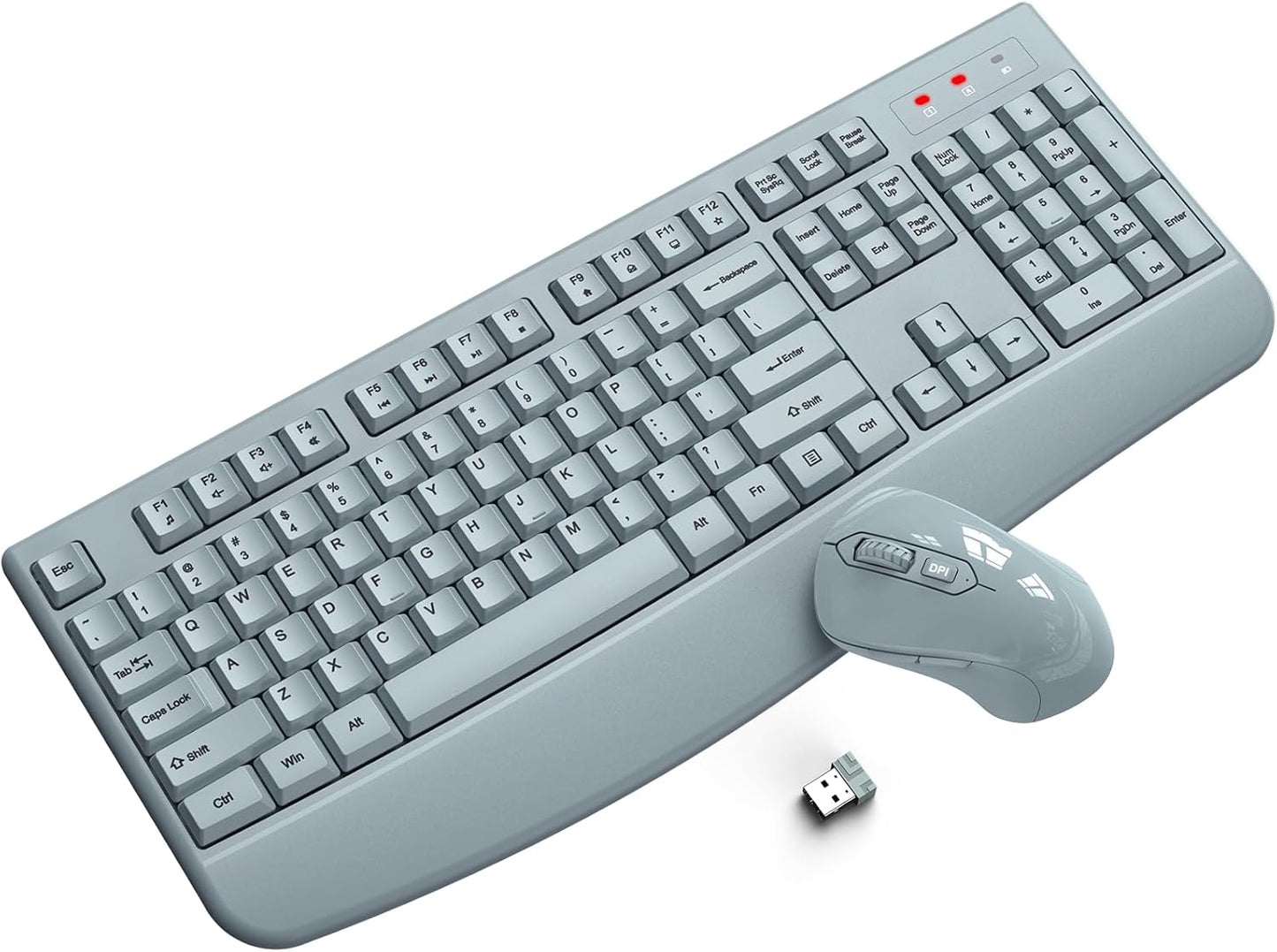 Wireless Keyboard and Mouse Combo, 2.4G Full Size Wave Keys Ergonomic Keyboard with Wrist Rest and 3-Level DPI Adjustable Wireless Ergonomic Mouse for Windows, Mac OS Desktop/Laptop/PC(Black)