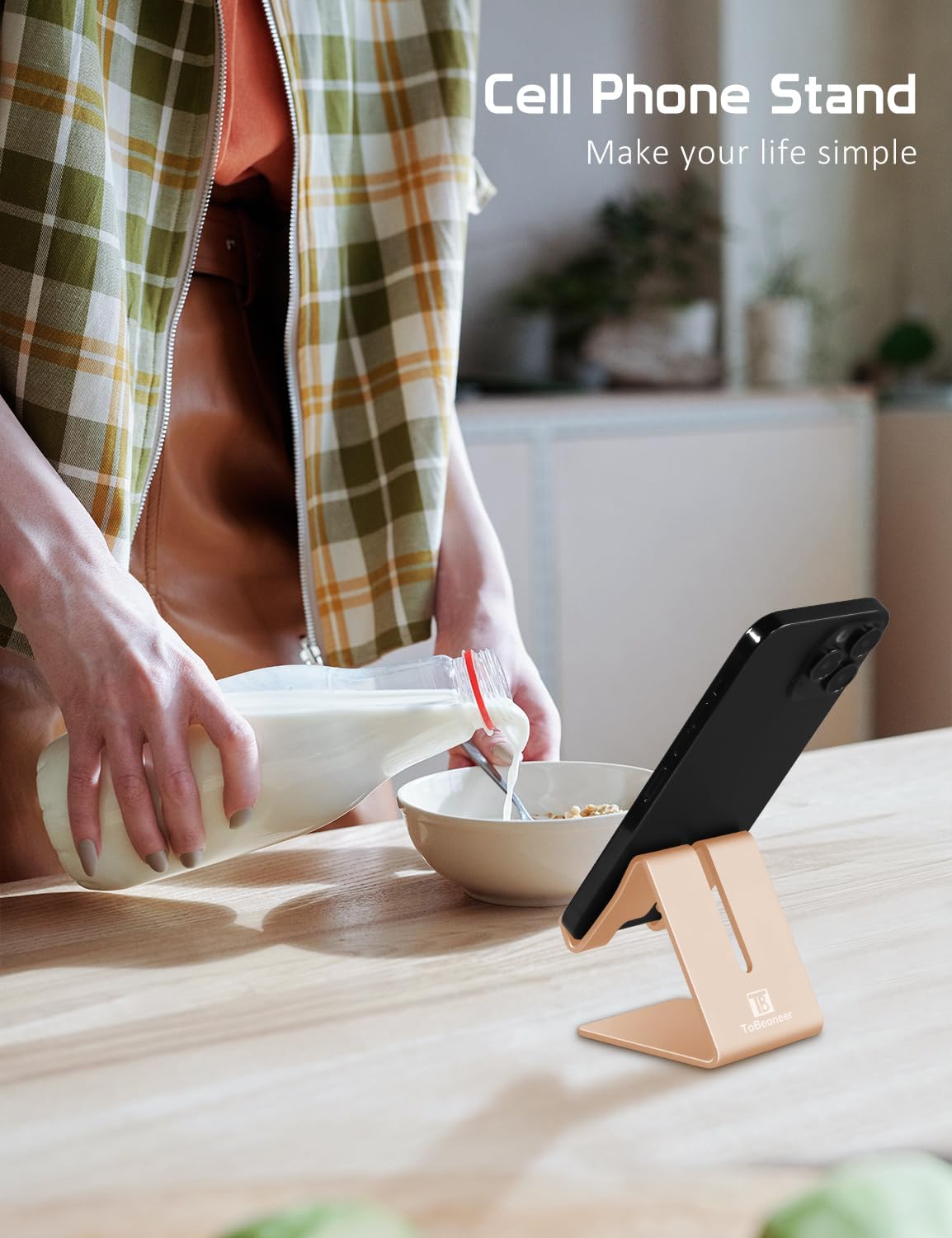 Desktop Cell Phone Stand Holder, Aluminum Solid Portable Universal Desk Stand for iPhone 16 15 14 13 12 11 X 8 7 6 Plus 5 Ipad 2 3 4 Mini Samsung Huawei All Mobile Smart Phone, Silver