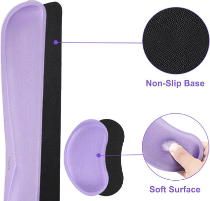 MOSISO Keyboard Mouse Pad Set, Gaming Mouse Pad&Keyboard Wrist Rest&Wrist Rest, Ergonomic Wristrests with Memory Foam Home Office Easy Typing Cushion Non-Slip Mousepad, Purple