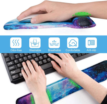 Keyboard Wrist Rest Pad Ergonomic Mouse Pad Set, ToLuLu Gel Mouse Pad Wrist Support for Computer Laptop, Mousepad Keyboard Wrist Support with Memory Foam for Easy Typing Pain Relief, Van Gogh Painting