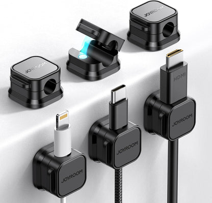 9 Pack Magnetic Cable Clips [Cable Smooth Adjustable] Cord Holder, Under Desk Cable Management, JOYROOM Adhesive Wire Holder Keeper Organizer for Home Office Desk Phone Car Wall Desktop Nightstand