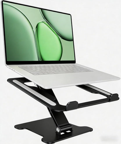 LRLKFX Laptop Stand Portable Foldable Aluminum Laptop Riser Height Adjustable Ergonomic Holder for Desk Compatible with MacBook Air Pro, Dell, HP, Lenovo & More 10-15.6" - Silver