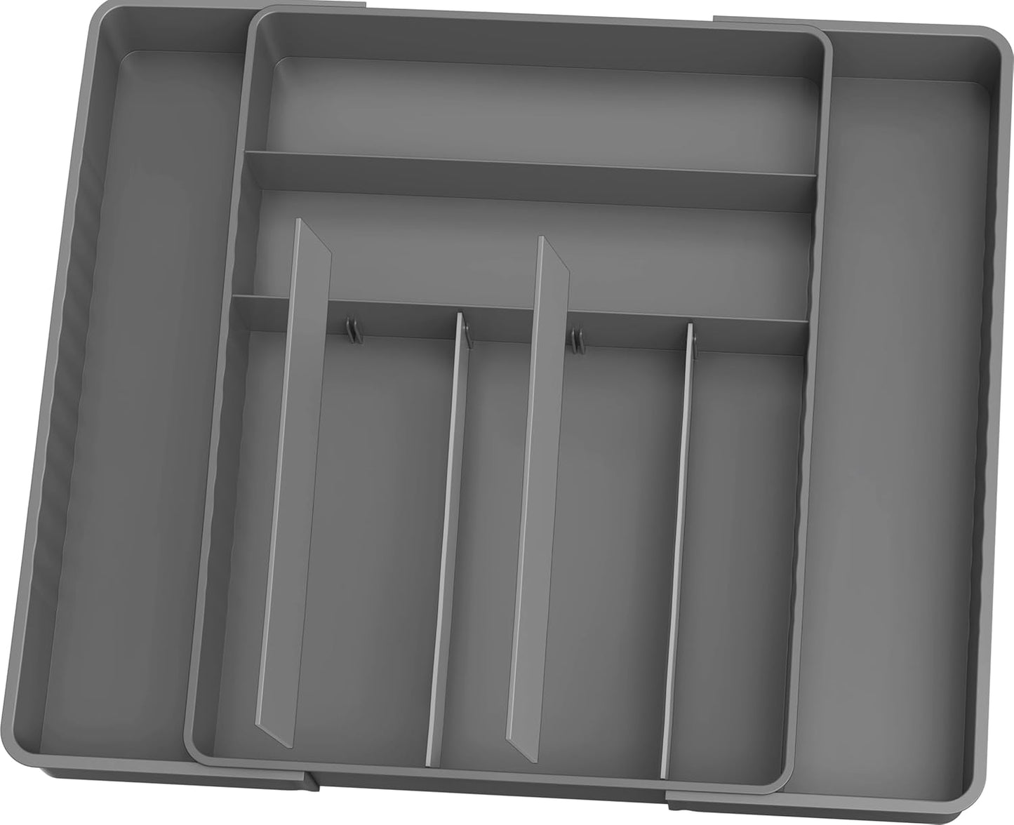 Simple Houseware Expandable & Adjustable Cutlery Drawer Organizer - Large Utensil and Flatware Tray for Kitchen Drawers, White