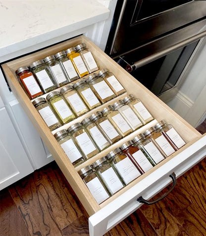 MIUKAA Clear Acrylic Spice Drawer Organizer, 4 Tier- 2 Set Expandable From 13" to 26" Drawer Seasoning Organizer, Kitchen Spice Rack Tray for Drawer/Countertop (Jars not included)
