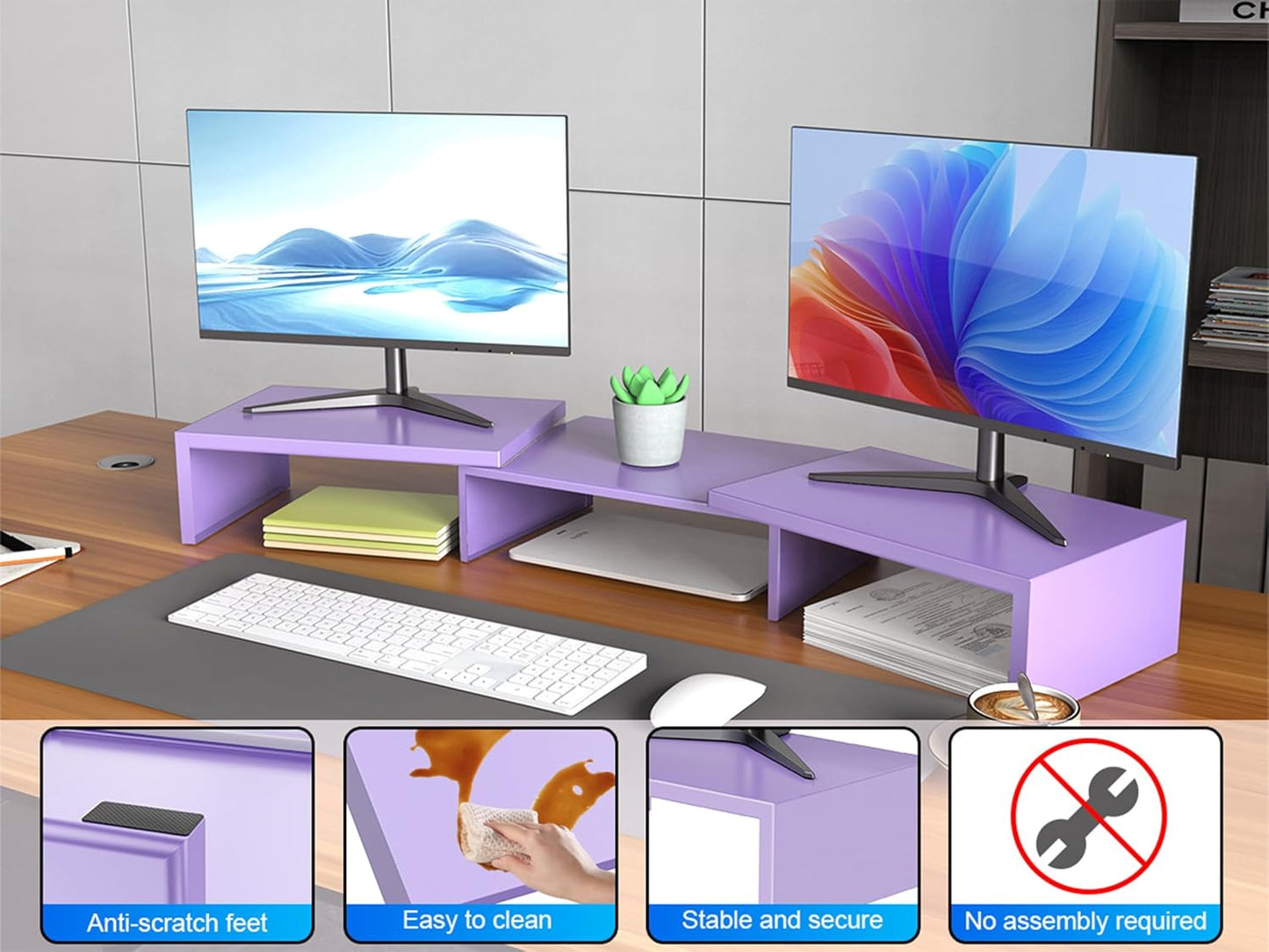 Desk Organizers and Accessories, Dual Monitor Stand Riser, Monitor Desk Shelf for Desktop Organization (Black)