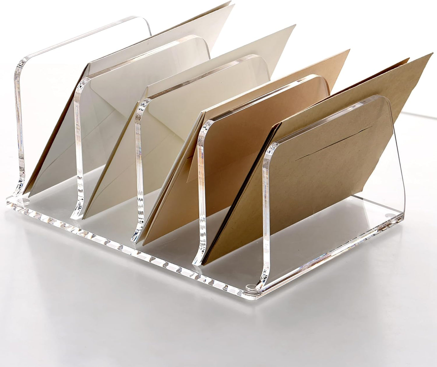 SANRUI Acrylic File Mail Desktop Organizer Sorters,3 Compartments Laddered Clear Desk Letter Organizer Office Document Sorter,Multifunction Envelope Folder Racks Holders for Office,Home, School