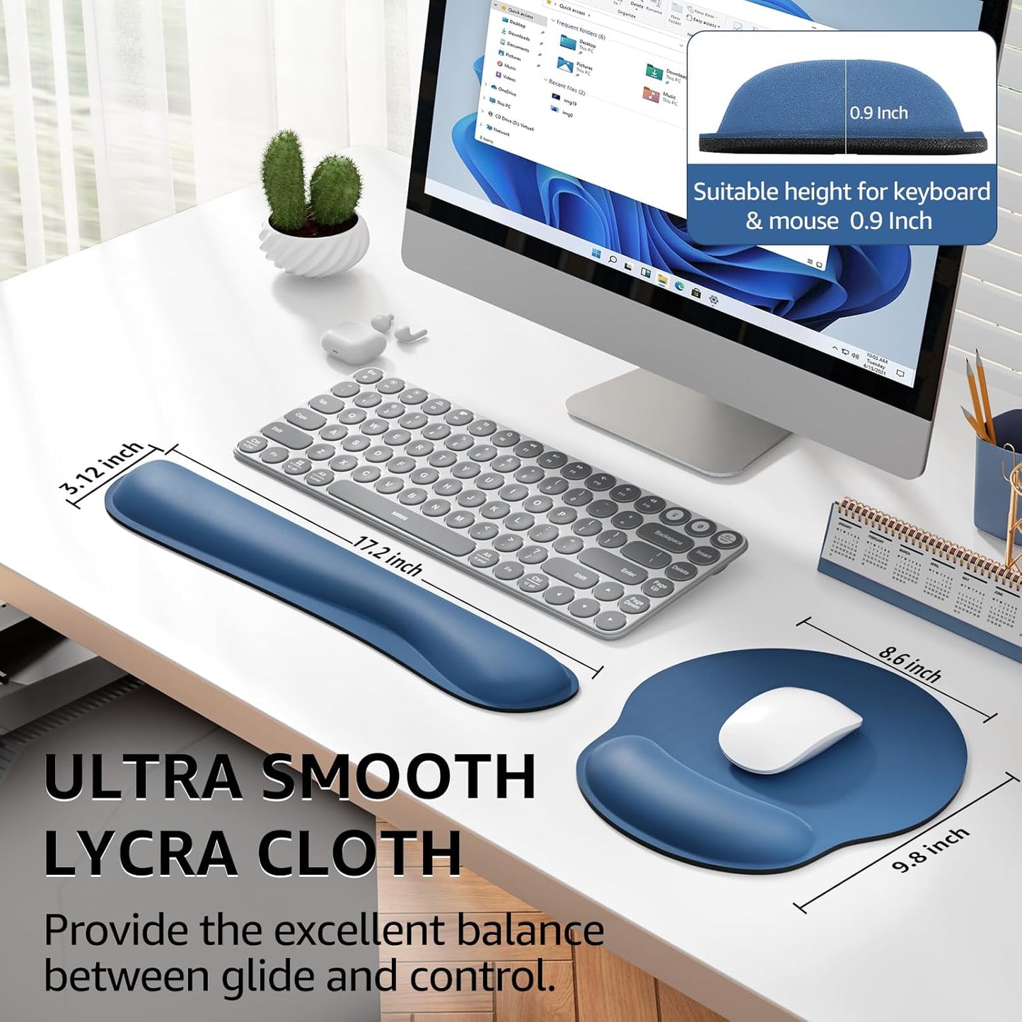 KTRIO Ergonomic Keyboard Wrist Rest and Mouse Pad with Wrist Rest Set, Memory Foam Wrist Support for Typing, Gaming, Office and Home Use, Black