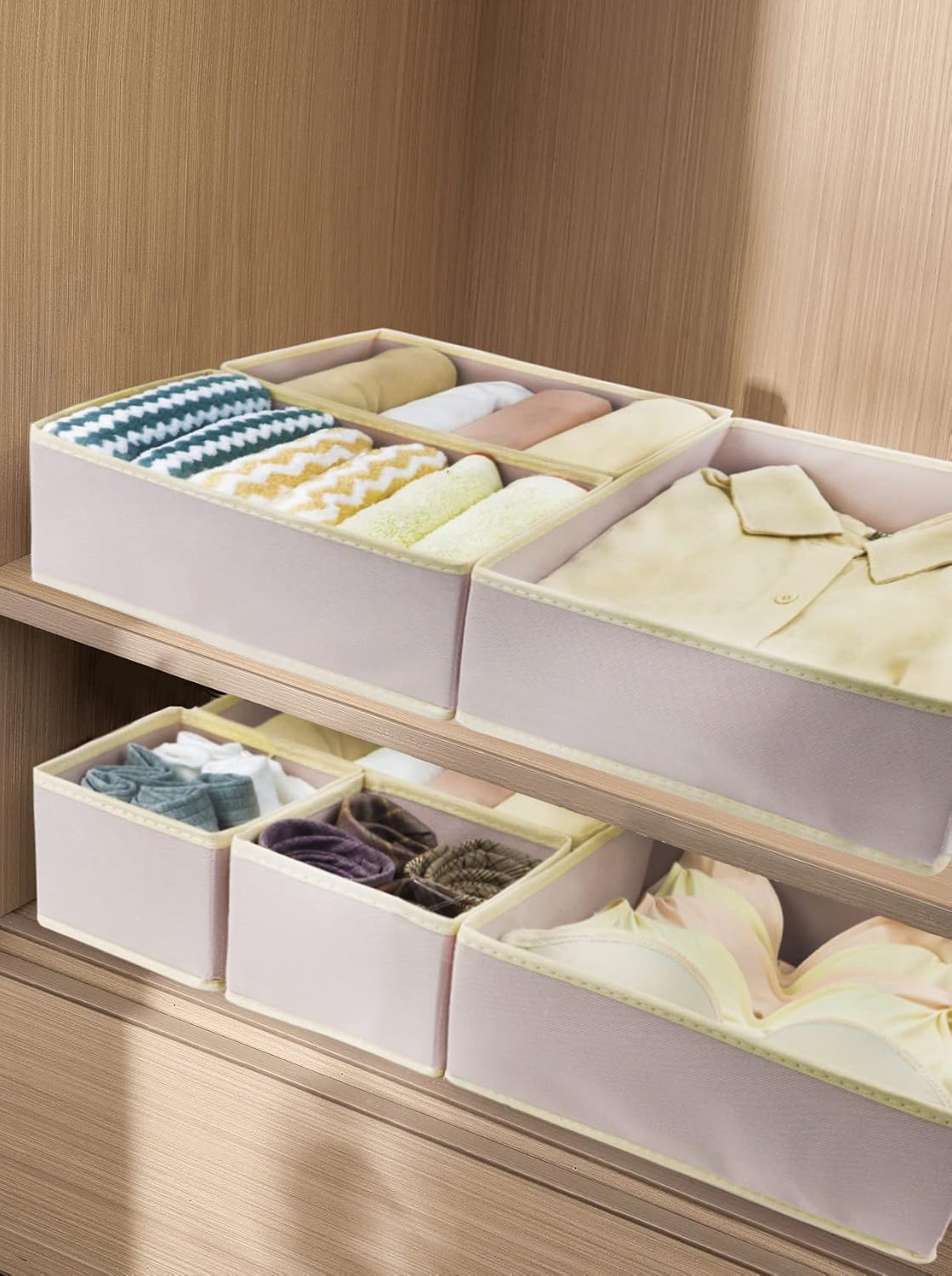 Fordonral 12 Pack Drawer Organizer Clothes, Foldable Fabric Dresser Organizer Closet Organizers and Storage Box for Underwear,Folded Clothes,Baby Clothing,Socks,Bra,Towels,Ties(12 Pack,Gray)