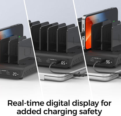Unitek 10-Port Desktop Charging Dock Ultimate Charging Station for Multiple Devices, iPhones & Apple Products High-Speed USB Hub with LED Display for Office, Kitchen Counter, Desk Organizer
