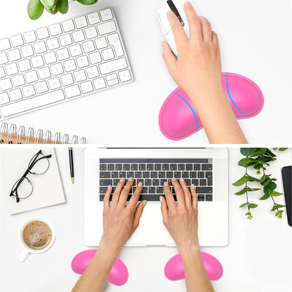 Dapesuom Keyboard Wrist Rest Set, Cute PU Leather Wrist Cushion for Computer Keyboard and Mousepad, Memory Foam Mouse Pad Rests Support with Non-Slip Base for Typing Pain Relief Laptop, Colonial White