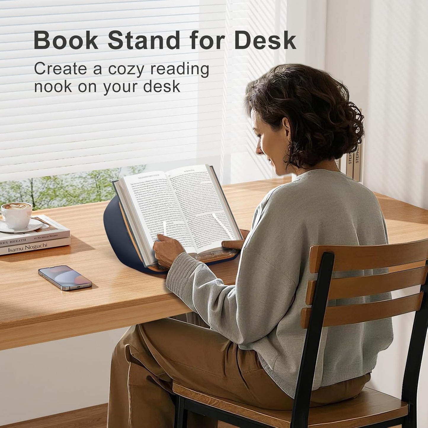 ERGONOV Lap Beanbag Book Stand for Hands Free Reading Comfortable Reading Pillow Stand Minimize Neck Strain Perfect Idea for Book Lovers in Dorm Room or Anywhere Else with Bookseat(Gray)