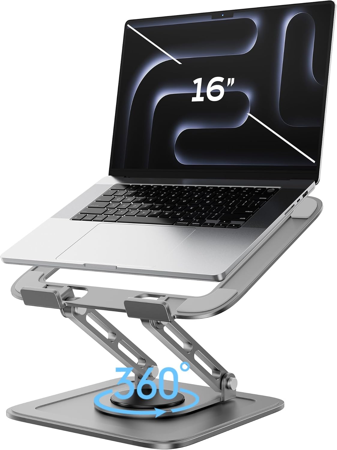 LOXP Adjustable Laptop Stand, Computer Stand with 360 Rotating Base, Ergonomic Laptop Riser Mount for Desk Foldable Protable Computer Desk Fits with MacBook Pro Air (10-16") - Black