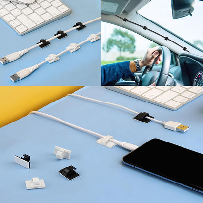 Adhesive Cable Holder Management Wire Clips 50 Pcs Black，Suitable for Cables with a Diameter of ≤ 6mm in Cars, Houses, and Offices