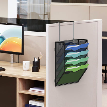 Kuntine.B Wall File Organizer Office Hanging Magazine Holder Wall File Organizer for Office Home (Black, 5 Tier)