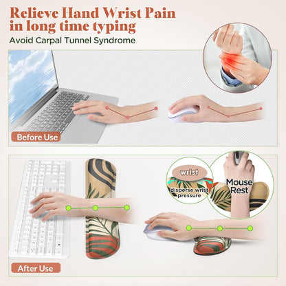Gimars Upgrade Enlarge Silky and Superfine Fabric Gel Memory Foam Keyboard Wrist Rest Set, Ergonomic Keyboard Mouse Wrist Support for Typing Pain Relief, Comfort for Office, Gaming, Computer