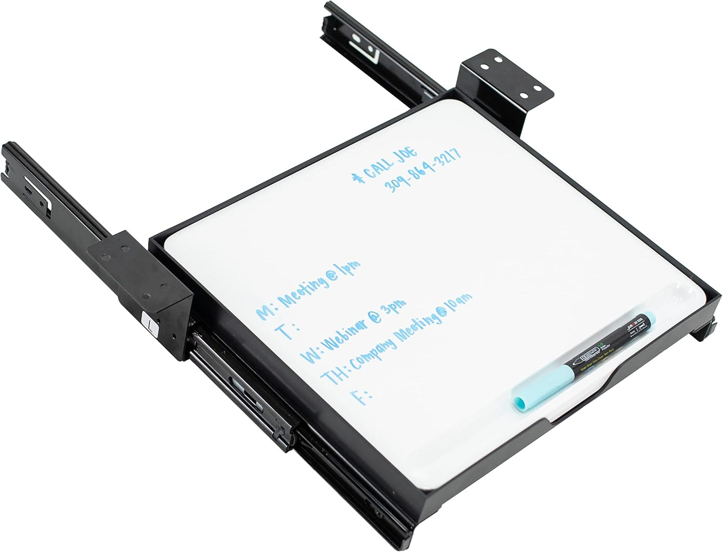 VIVO Under Desk Sliding 11 inch Pull-Out Whiteboard Drawer, Compact Dry Erase Board Note-Taking Workstation Organizer, White Surface, Black Frame, DESK-WB01S