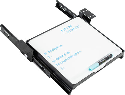 VIVO Under Desk Sliding 11 inch Pull-Out Whiteboard Drawer, Compact Dry Erase Board Note-Taking Workstation Organizer, White Surface, Black Frame, DESK-WB01S