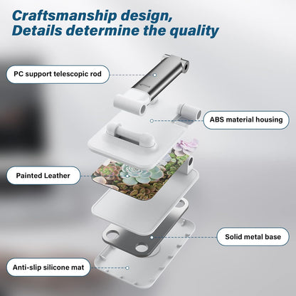 Desk Cell Phone Stand - Adjustable Angle-iPad Holder, Universal Compatible Phone Holder for Desk