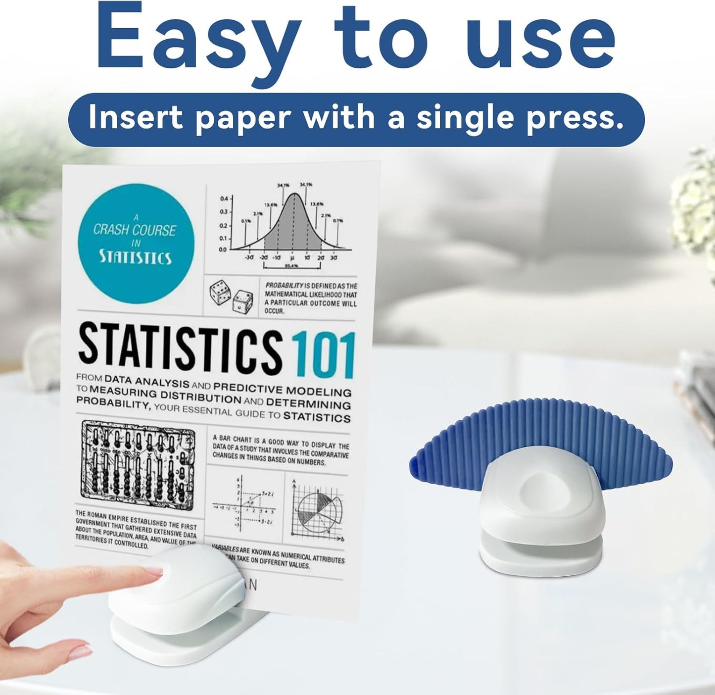 Paper Holder Stand for Desk, Paper Stand for Desk When Typing, Document Holder, Portable Copies Desktop Clamp for A4 Documents Office Typing Reading -Blue