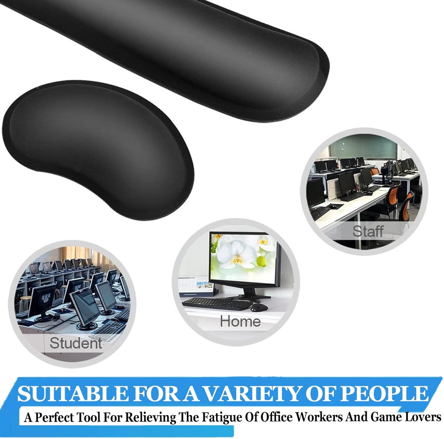 BamLue Upgrade Silky and Superfine Fabric Keyboard Wrist Rest, Gel Mouse Wrist Pillow Pad Set for Easy Typing & Pain Relief for Laptop, Office & Home, Ergonomic Sets for Keyboard-Pink