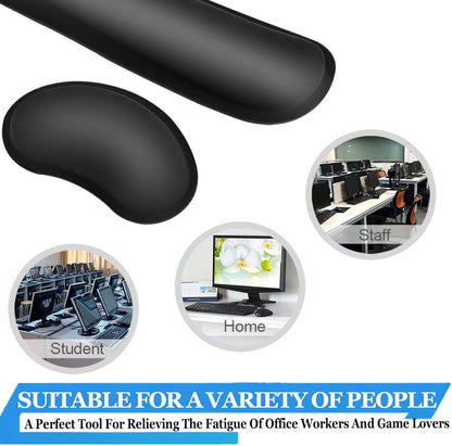 BamLue Upgrade Silky and Superfine Fabric Keyboard Wrist Rest, Gel Mouse Wrist Pillow Pad Set for Easy Typing & Pain Relief for Laptop, Office & Home, Ergonomic Sets for Keyboard-Pink