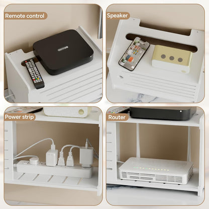 Wooden WiFi Router Storage Box Hider Shelf, Decorative Projector Box Hider Rack Countertop, for Cable, Modem, Internet, Router Power Cover Storage Organizer Cabinet Wall Mounted, Solid Wood