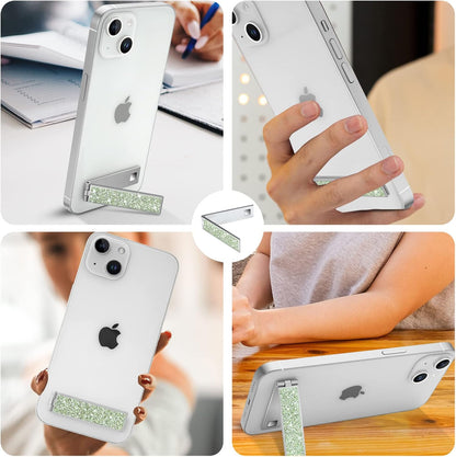 Mini Phone Kickstand, Folding Invisible Portable Metal Cell Phone Stand Holder for Desk, Compatible with iPhone, Samsung and All Cellphones, Black