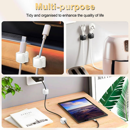 18 Pack Cord Organizer Holder,Magnetic Cable Clips Management, Easy Adhesive Phone USB Charger Cord Keeper, Hide Or Organize Desk Cable for Kitchen, Office, Car, Nightstand （Black）