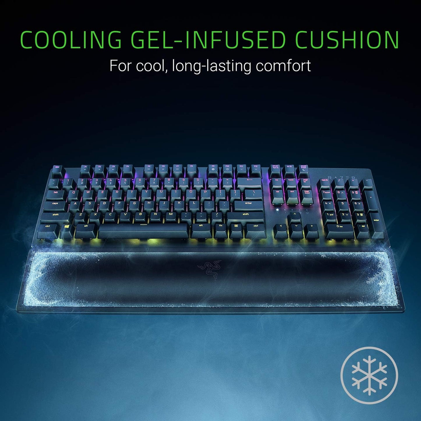 Razer Ergonomic Wrist Rest for Mini Keyboards: Plush Leatherette Memory Foam Cushion - Anti-Slip Rubber Feet