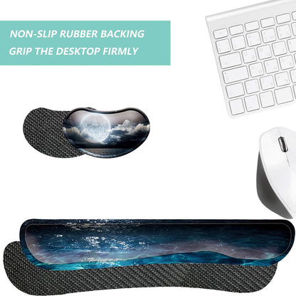 Keyboard Wrist Rest Mouse Wrist Support Set, Memory Foam Wrist Rest Pad for Computer Laptop Keyboard Mouse, Ergonomic Wrist Cushion Support for Typing Pain Relief, Gaming Home Office, Purple