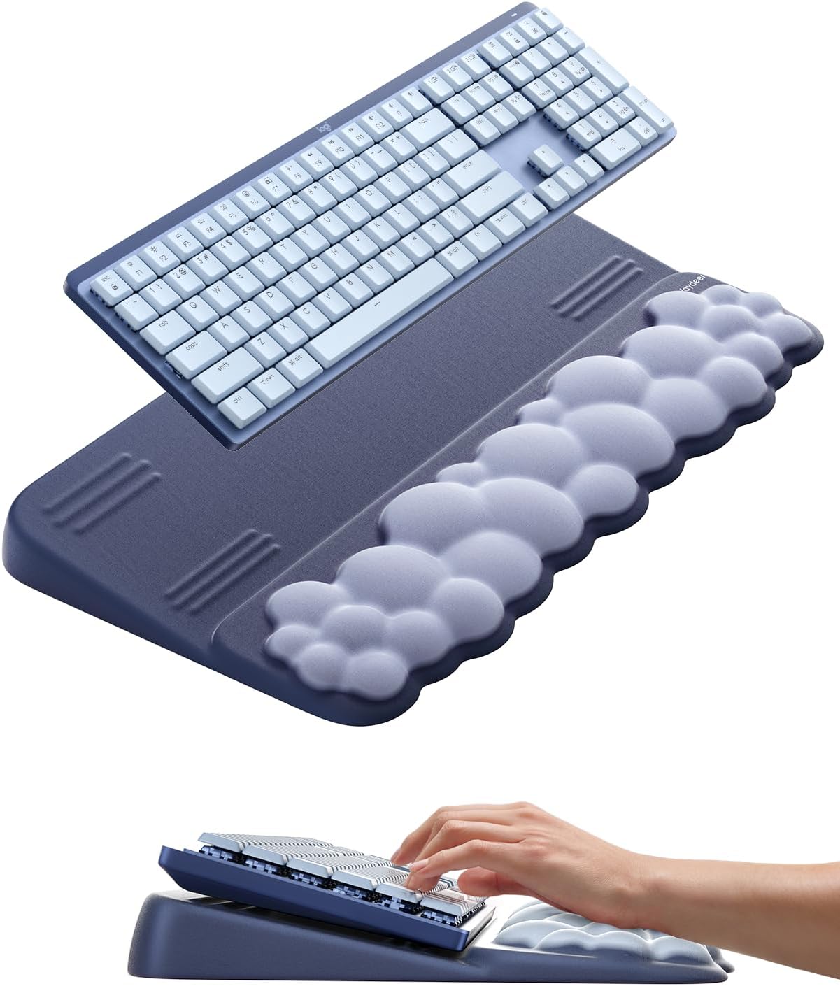 Vaydeer Wrist Rest and Keyboard Stand, Computer Wrist Support Pad Soft Memory Foam, Ergonomic Cloud Keyboard Riser Holder Lifter Tilted Wrist Cushion for Desk, Palm Hand Typing for Office Home Gaming