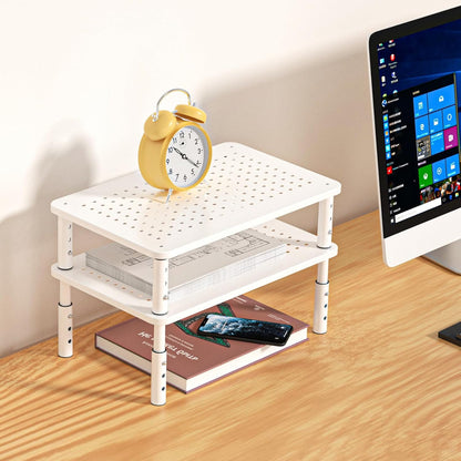 Bracwiser Monitor Stand Riser, Metal Computer Stand, 3 Height Adjustable Screen Riser with Mesh Platform for PS4, Laptop, Printer, Notebook and All Flat Screen, Holds Up to 20KG