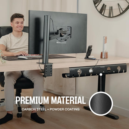 No-Drill Under Desk Cable Management Tray - 2-Pack Wire & Cord Organizer - Standing Desk Cable Management - Power Strip Holder - M