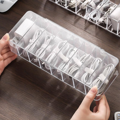 2Pcs cord organizer box, 10.2 x 3.5 x 2.2in, Desktop Cord Organizer with Compartments (2)