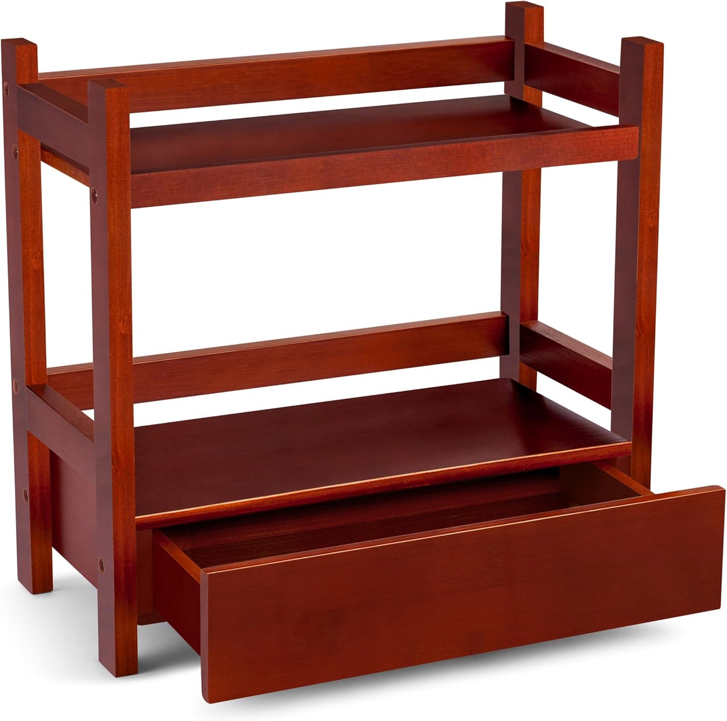 Sorbus Bamboo Bathroom Counter Organizer – 2-Tier Shelf with Hidden Drawer for Vanity, Matcha Station, Bathroom Sink Organizer Countertop, Kitchen & Office Storage (13″ L x 6.5″ W x 12.6″ H)
