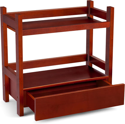 Sorbus Bamboo Bathroom Counter Organizer – 2-Tier Shelf with Hidden Drawer for Vanity, Matcha Station, Bathroom Sink Organizer Countertop, Kitchen & Office Storage (13″ L x 6.5″ W x 12.6″ H)